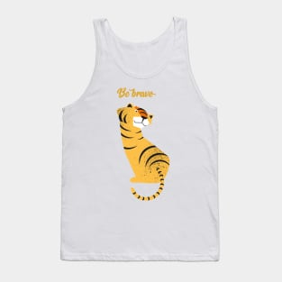 Illustration of children’s room with tiger and typography - Be brave tiger Tank Top